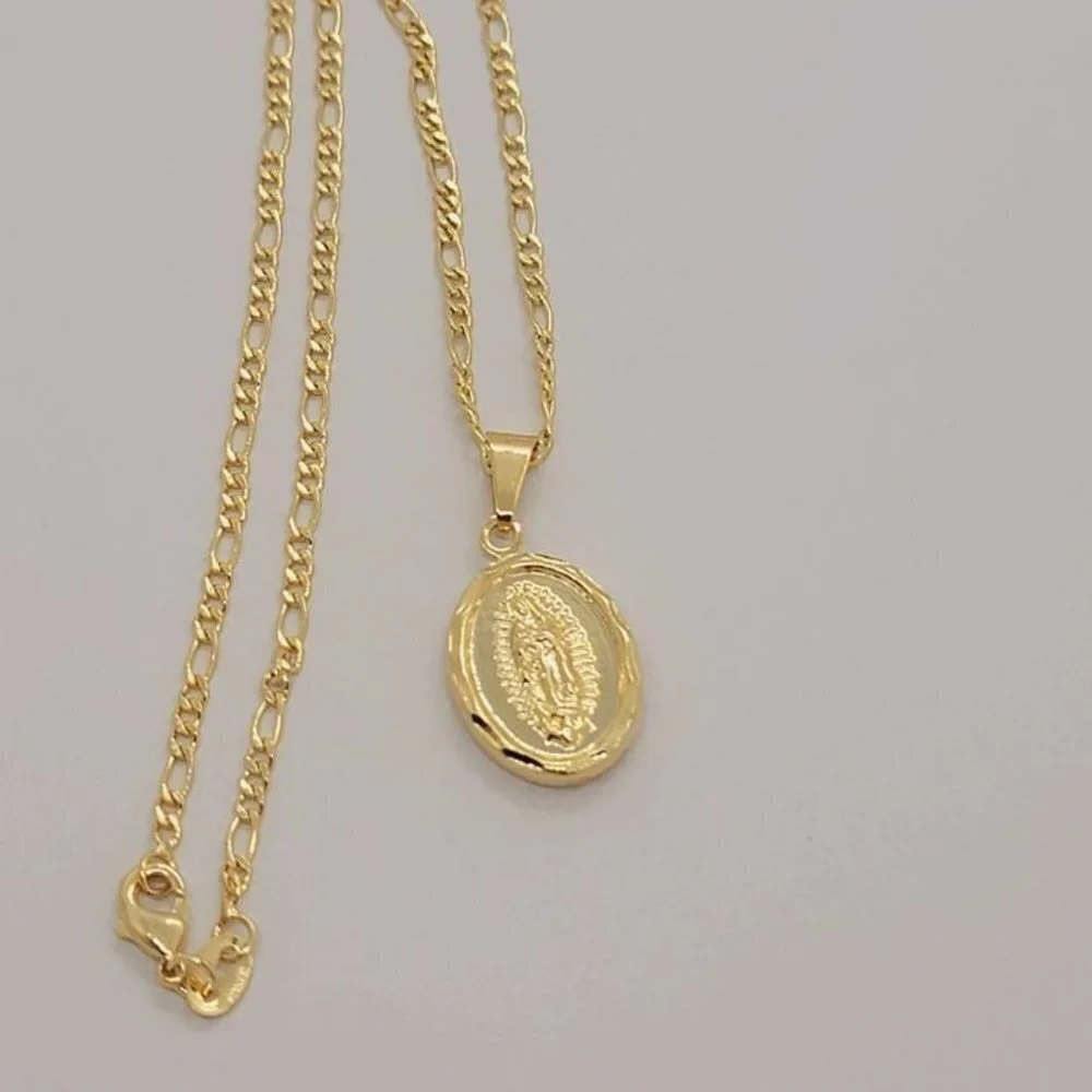 Brand New Brazilian 18k Gold Filled Virgen de Guadalupe Necklace - Picture 2 of 5